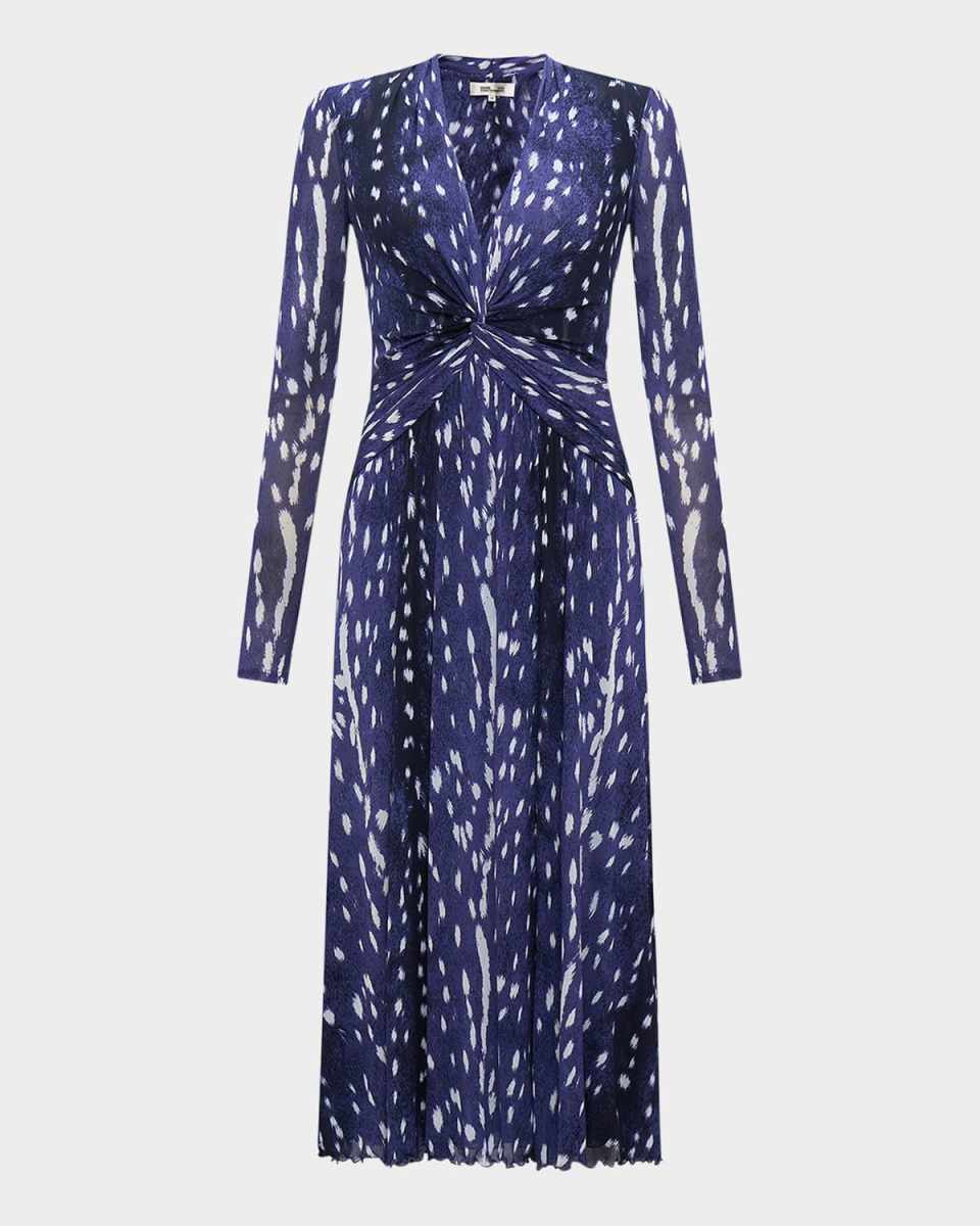 Burton Spotted Twist-Front Midi Dress